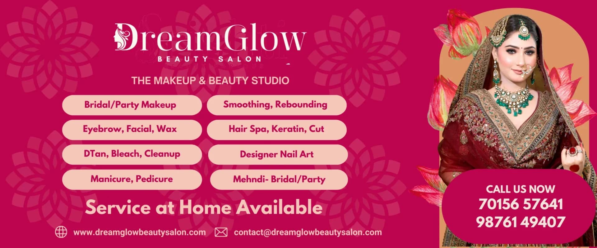 Dream Glow Beauty Salon website banner